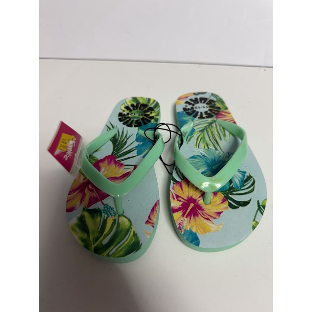 Justice Girls Flowered Beach Flip Flops Sandals Size US 11/12  NWT